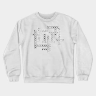 (1971PP) Crossword pattern with words from a 1971 science fiction book about a dentist. Crewneck Sweatshirt